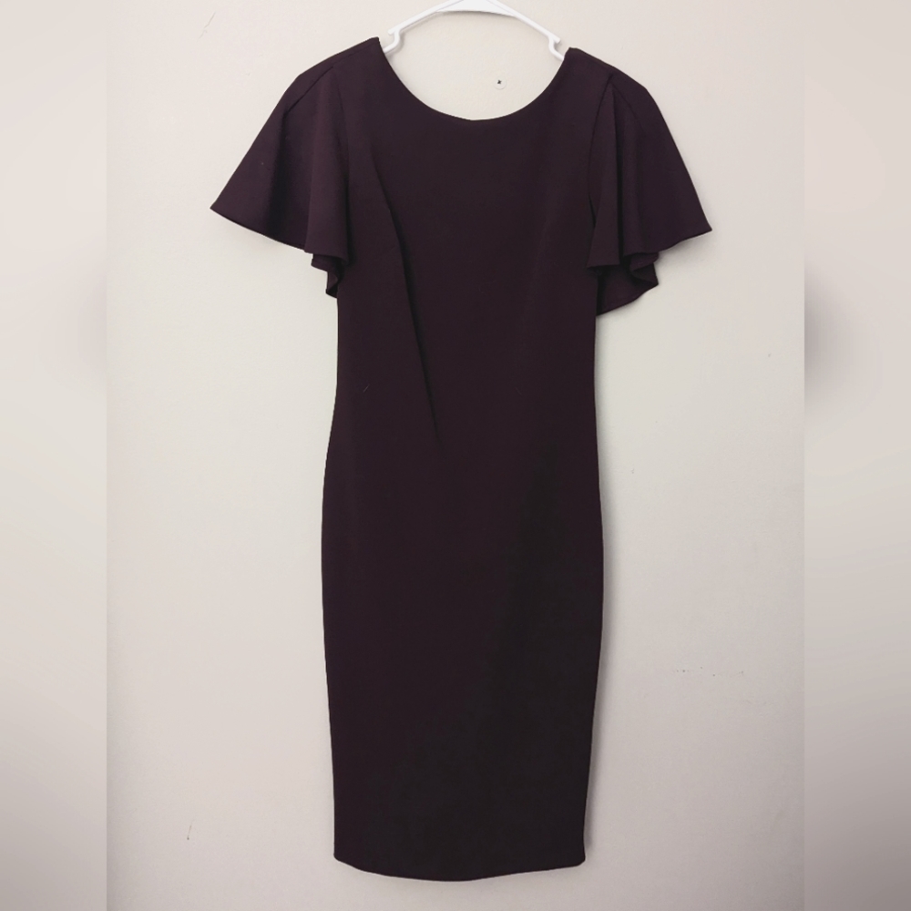 Deep Purple Maroon Midi Dress Semi Formal NWOT Calvin Klein Size 2 Fitted